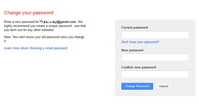 fmail change password