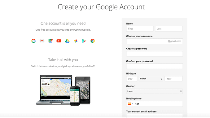 Gmail Create Account