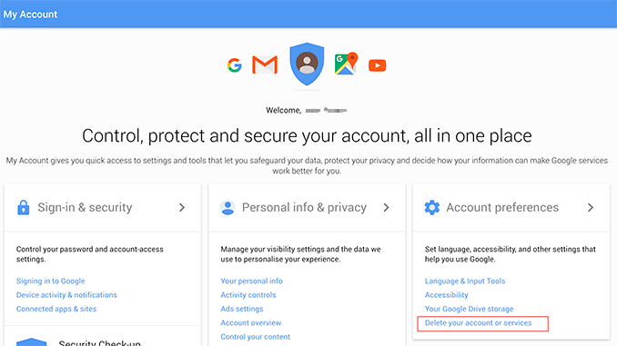 Delete Account Gmail