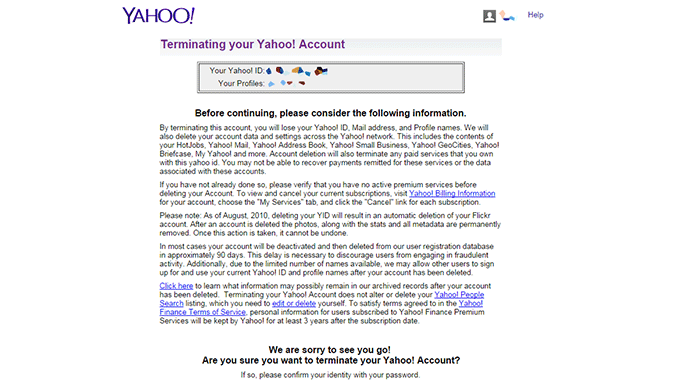 Delete Account Yahoo Mail