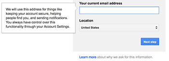 Introducing current address creating Gmail