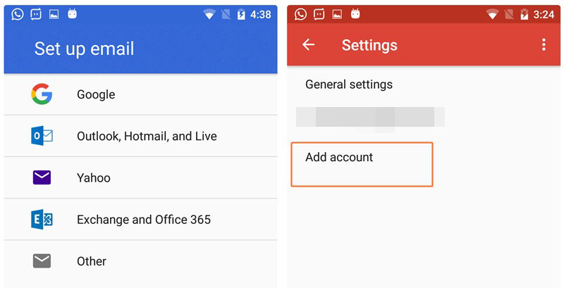 add new gmail account to phone